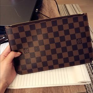 LV Neverfull Damier Pouch Pochette Wristlet Clutch